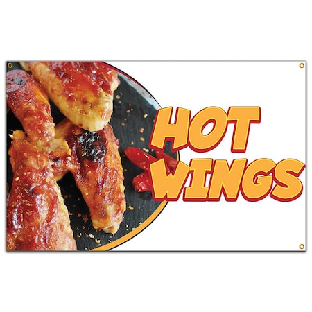 Signmission Hot Wings Banner Concession Stand Food Truck Single Sided B-60 Hot Wings19